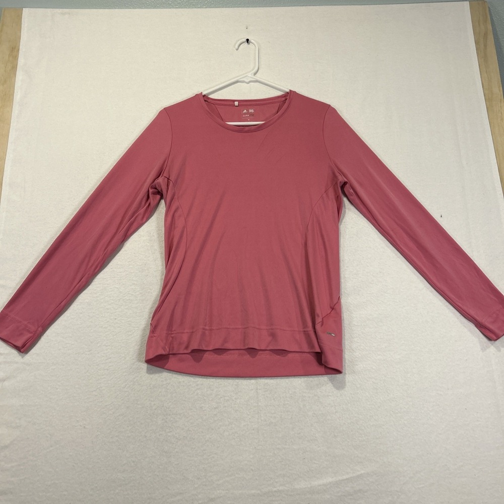Adidas Golf Shirt Womens Medium Pink Climalite Long Sleeve Performance Base